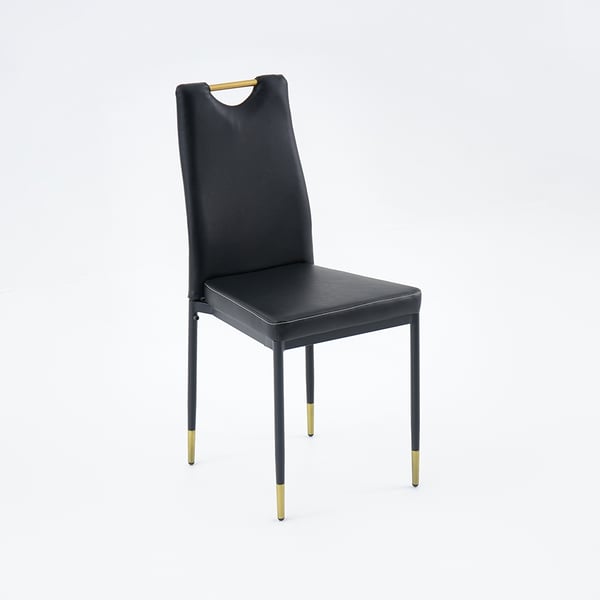 Chaise de salle à manger moderne rembourrée en noir (ensemble de 2) avec pieds en acier au carbone