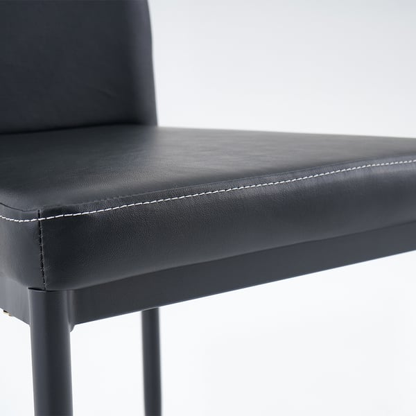 Chaise de salle à manger moderne rembourrée en noir (ensemble de 2) avec pieds en acier au carbone