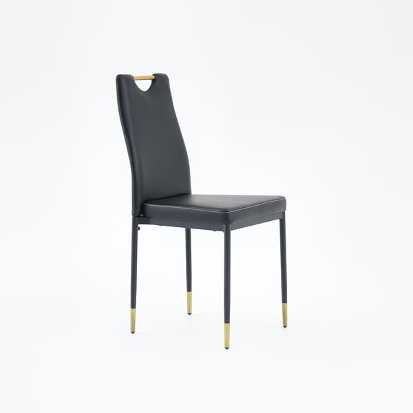 Chaise de salle à manger moderne rembourrée en noir (ensemble de 2) avec pieds en acier au carbone