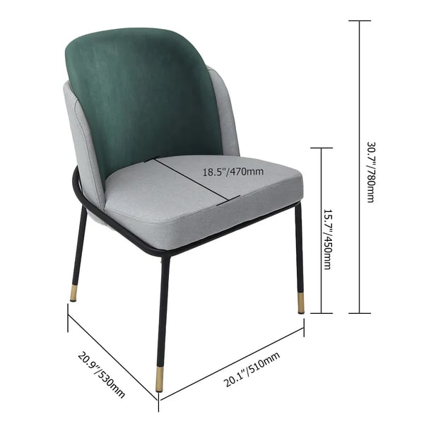 Chaise de salle à manger moderne rembourrée en lin, chaise de salle à manger grise avec accoudoirs (Ensemble de 2)
