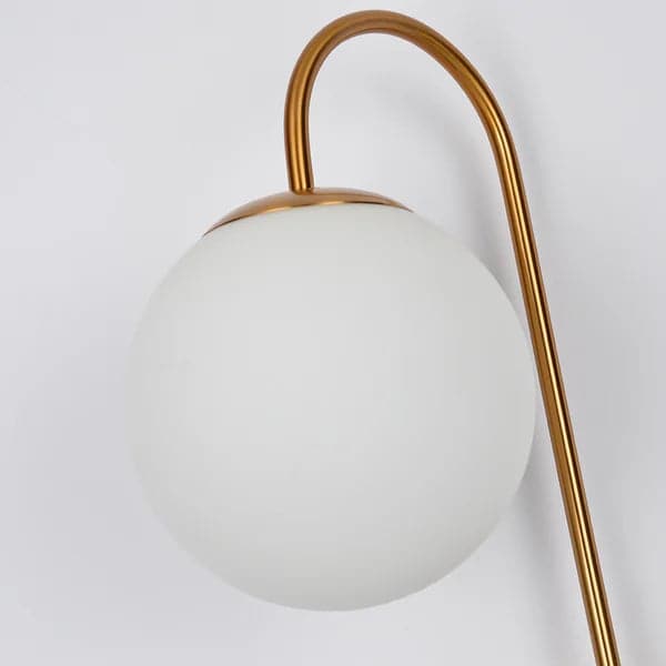 Modern Wall Sconce White Globe Glass Shade 2-Light Wall Lamp in Aged Brass