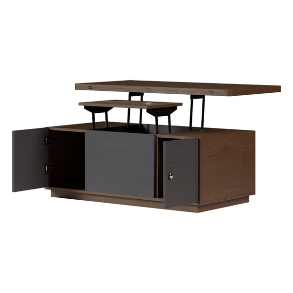 Modern Walnut Multi-functional Rectangle Lift-top Coffee Table Extendable with Storage