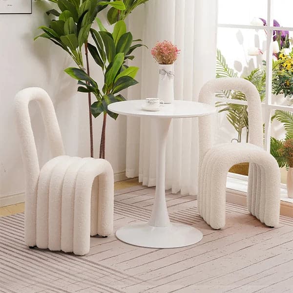  Modern White Teddy Velvet Dining Room Chair Side Chair (Set of 2)