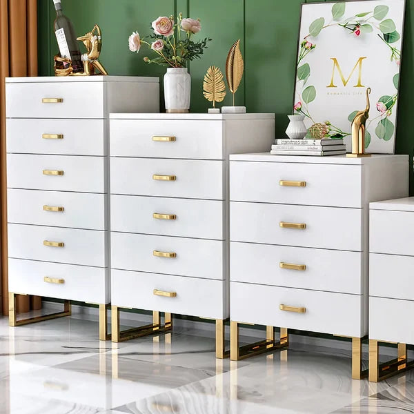 Modern White Chest with 4-Drawer Gold Legs in Large