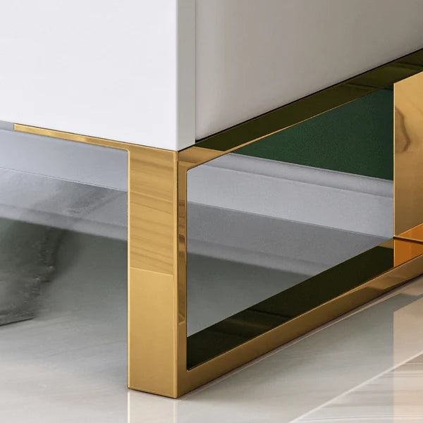 Modern White Chest with 4-Drawer Gold Legs in Large