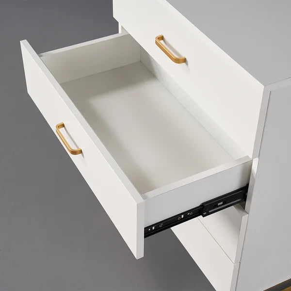 Modern White Chest with 4-Drawer Gold Legs in Large