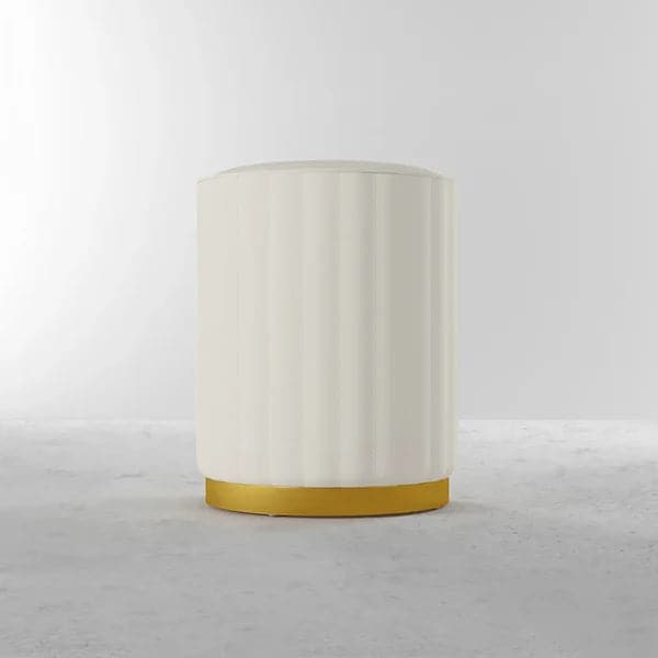 Modern White Round PU Leather Upholstered Backless Vanity Stool