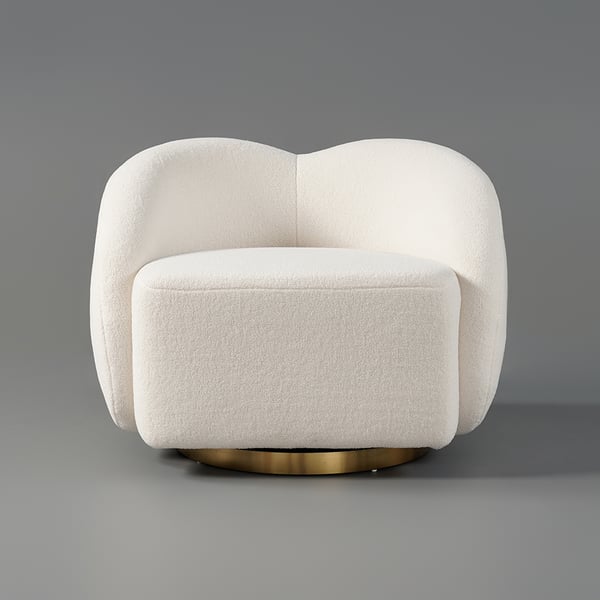 Modern White Swivel Accent Chair Cloud Boucle Lounge Chair