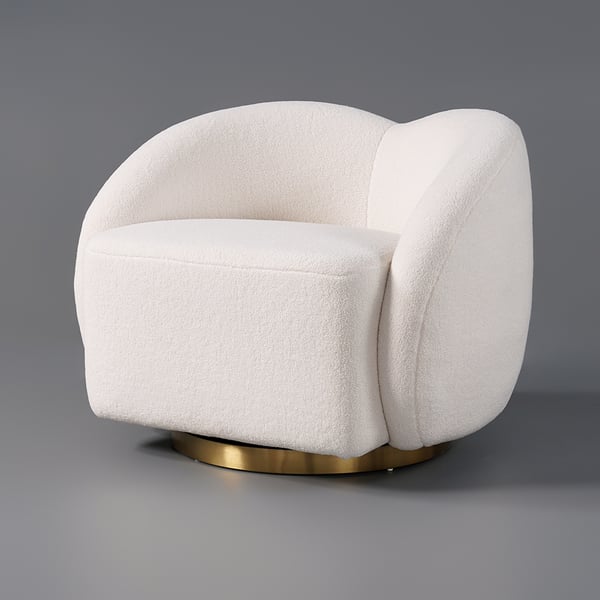 Chaise d'appoint pivotante blanche moderne, chaise longue Cloud Boucle