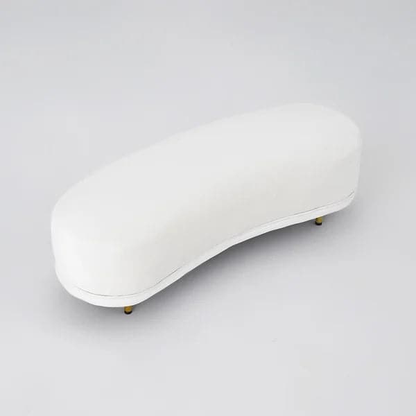 Modern White Velvet Bench Upholstered Curved Bench for End of Bed with Metal Legs