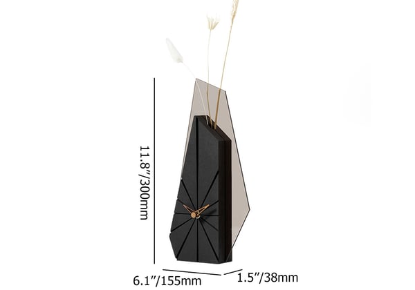 Horloge de cheminée et de table à géométrie abstraite noire en bois moderne