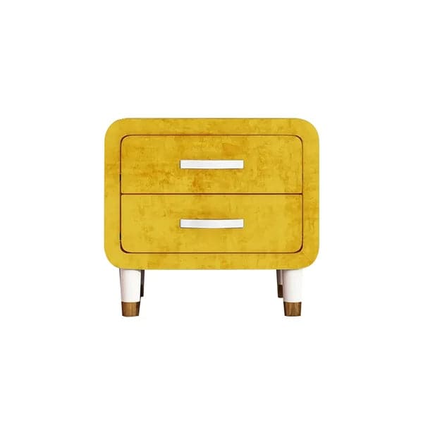 Modern Yellow Velvet Nightstand with 2 Drawers Bedroom