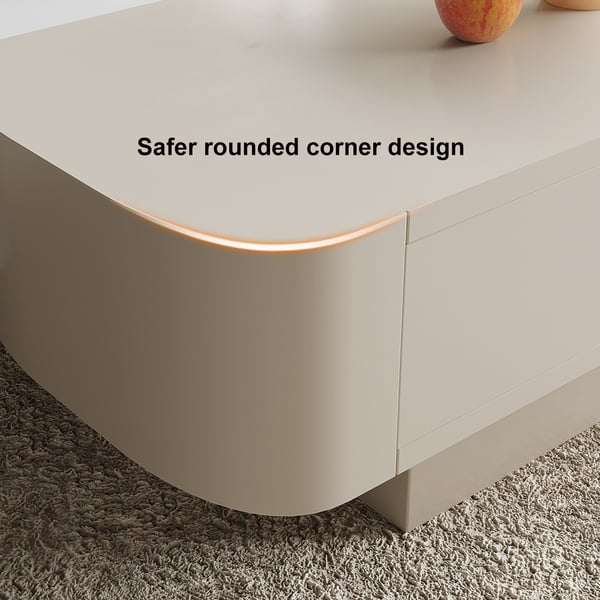 Modular Fusion Coffee Table Abstract Shape Irregular with Two Drawers