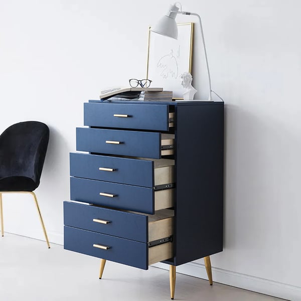 4 Drawer Dresser Modern Blue Wood Storage Chest Accent Cabinet for Bedroom