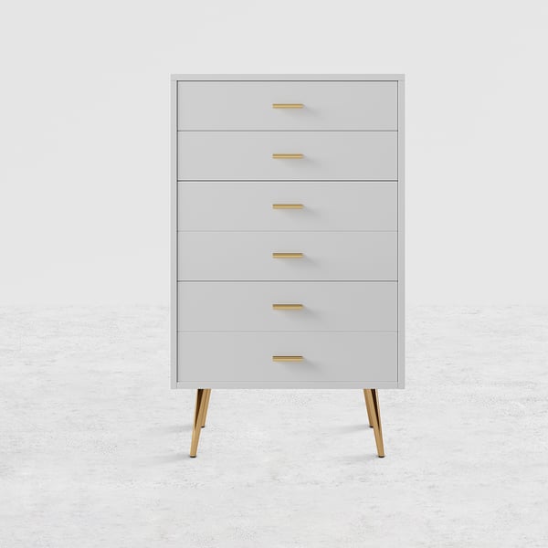 Modern Wood Dresser with 4 Drawers in White Storage Chest for Bedroom