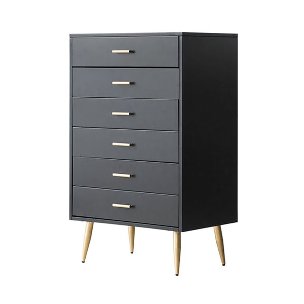 Modern Wood Dresser with 4 Drawers in Black Storage Chest for Bedroom