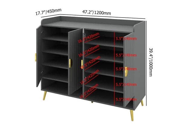 Nordic Gray Shoe Cabinet 10 Shelves Entryway Shoe Cabinet