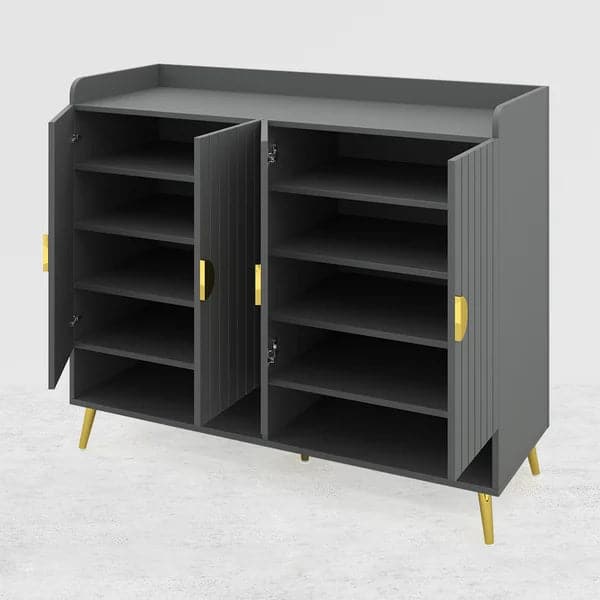 Nordic Gray Shoe Cabinet 10 Shelves Entryway Shoe Cabinet