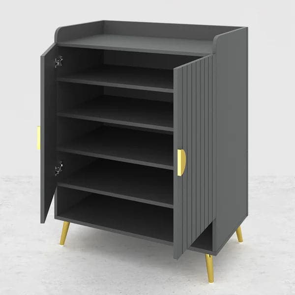 Nordic Gray Shoe Cabinet 5 Shelves Entryway Shoe Cabinet