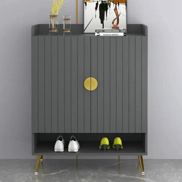 Nordic Gray Shoe Cabinet 5 Shelves Entryway Shoe Cabinet