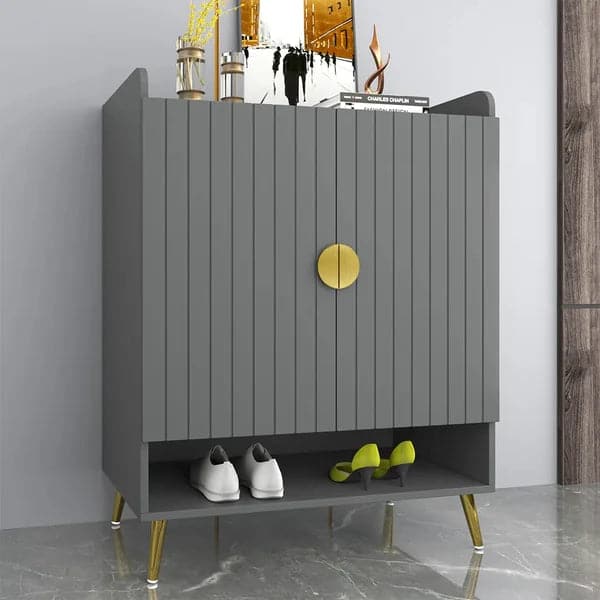 Nordic Gray Shoe Cabinet 5 Shelves Entryway Shoe Cabinet