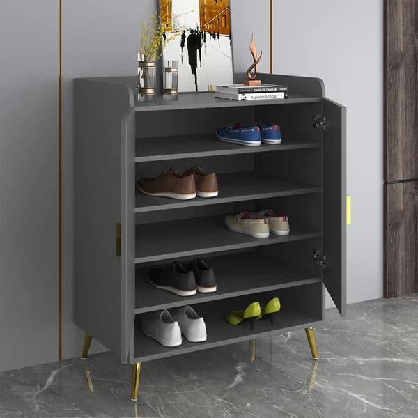 Nordic Gray Shoe Cabinet 5 Shelves Entryway Shoe Cabinet