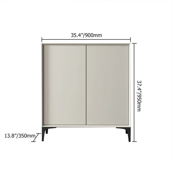 Armoire à chaussures en bois blanc cassé minimaliste nordique avec 2 portes et 8 étagères