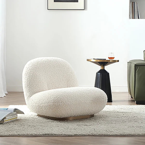 Canapé de sol bouclé blanc cassé, chaise longue, coussin doux, couchage simple