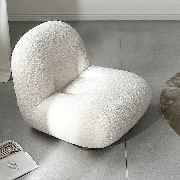 Canapé de sol bouclé blanc cassé, chaise longue, coussin doux, couchage simple
