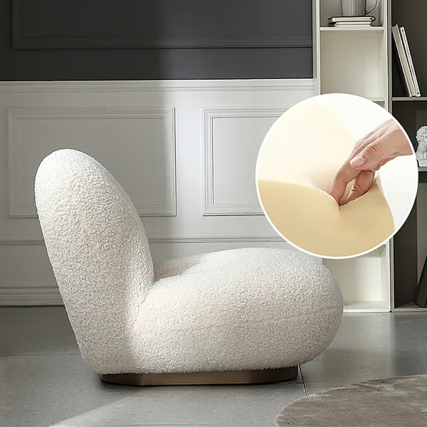 OffWhite Boucle Floor Sofa Lounge Chair Soft Cushion Single