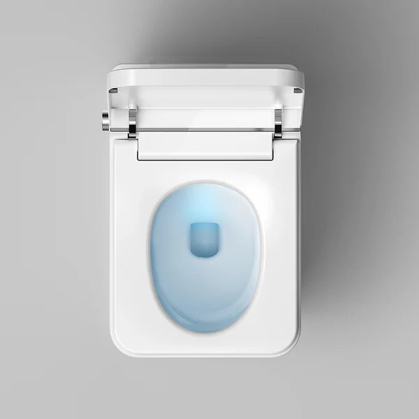 Toilettes intelligentes intelligentes carrées blanches monobloc avec couvercle automatique et télécommande