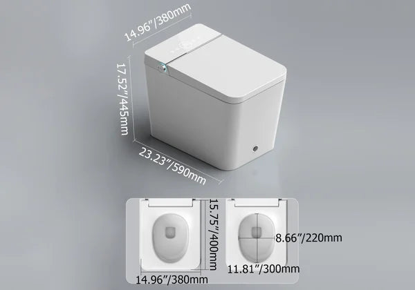 Toilettes intelligentes intelligentes carrées blanches monobloc avec couvercle automatique et télécommande