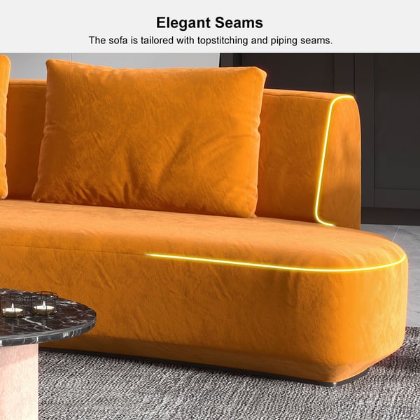 Orange Sofa Velvet Upholstered Sofa 3-Seater Sofa 82.7"