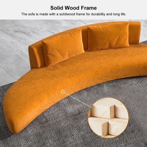 Orange Sofa Velvet Upholstered Sofa 3-Seater Sofa 82.7"