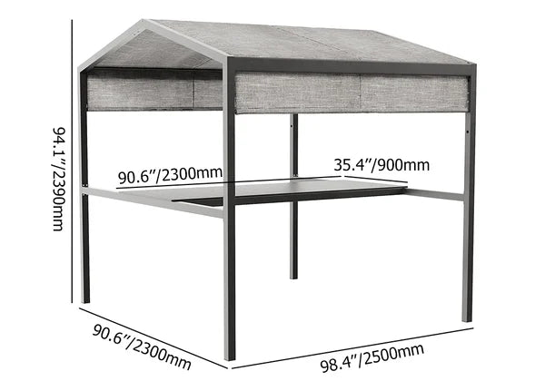 Table de salle à manger en aluminium à hauteur réglable pour patio extérieur avec auvent converti en table de bar