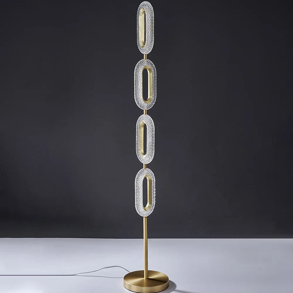 Modern Floor Lamp LED Light 4-Light Plug-in Brass Standing Lamp in Gold