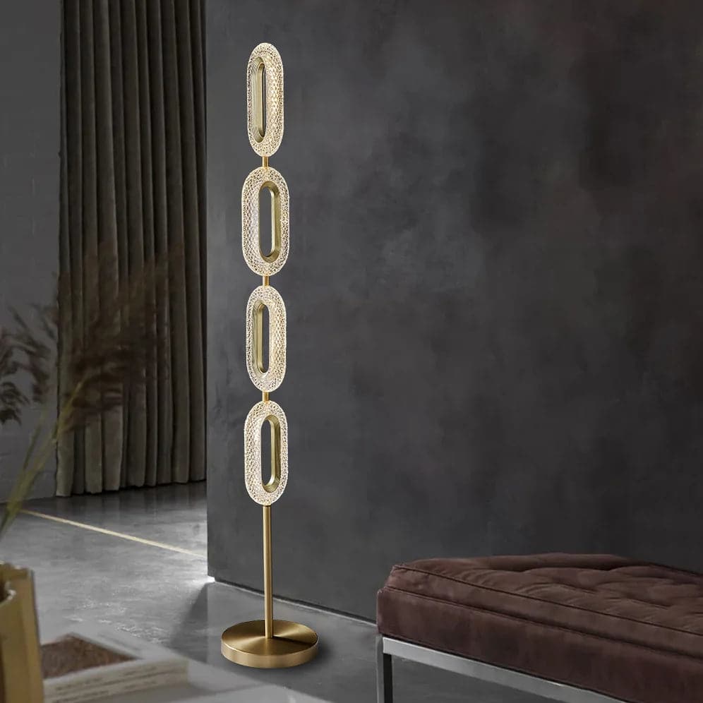 Lampadaire moderne à LED, lampe sur pied en laiton à 4 lumières, doré