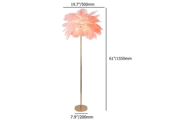 Pink Feather Rose Gold Floor Lamp Unique Tree Standing Lamp