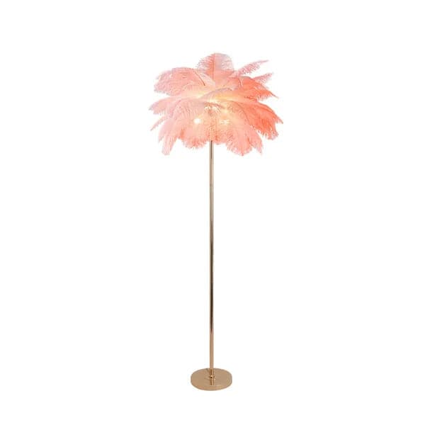 Pink Feather Rose Gold Floor Lamp Unique Tree Standing Lamp