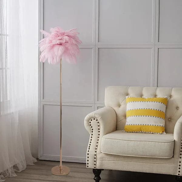 Pink Feather Rose Gold Floor Lamp Unique Tree Standing Lamp