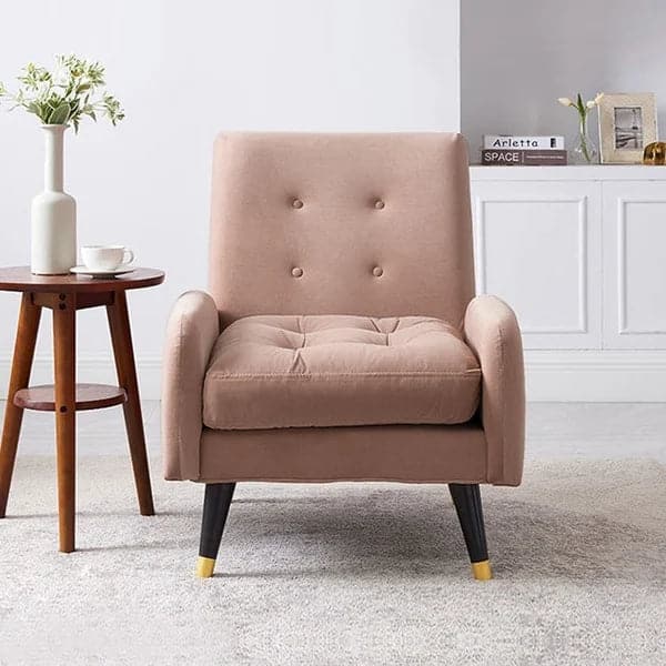 Chaise longue rembourrée en velours rose avec repose-pieds et dossier réglable