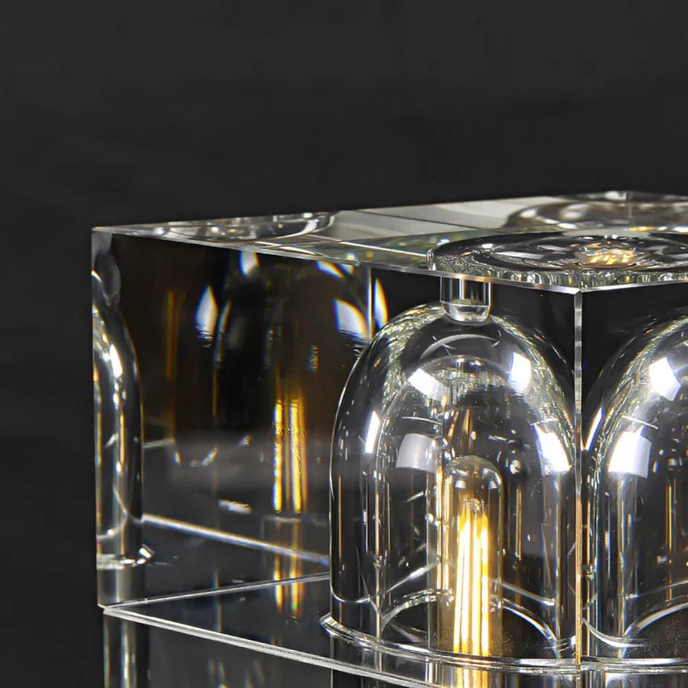 Lampe de table carrée créative postmoderne en verre de cristal, 1 lumière, interrupteur marche/arrêt