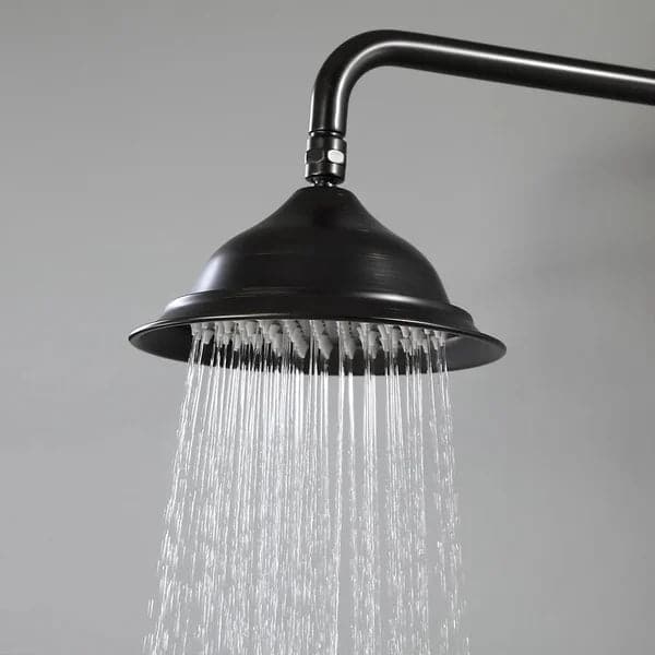 Pommeau de douche à effet pluie avec douchette à main, système de douche exposé, noir antique