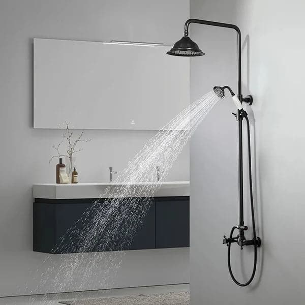 Rainfall Showerhead with Handheld Shower Exposed Shower System Antique Black