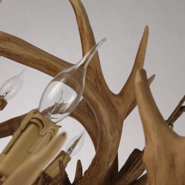 Deer Horn Antler 6-Light Large Rustic Candelabra Ceiling Chandelier