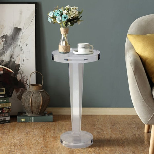 Table d'appoint ronde en acrylique, table d'appoint moderne et transparente