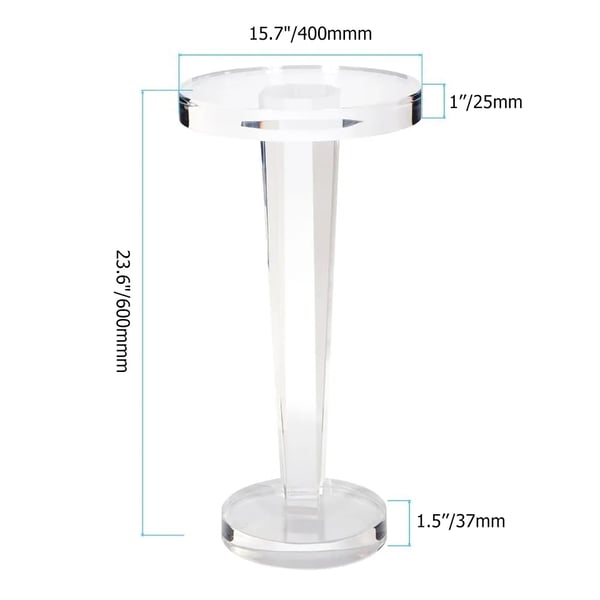 Table d'appoint ronde en acrylique, table d'appoint moderne et transparente