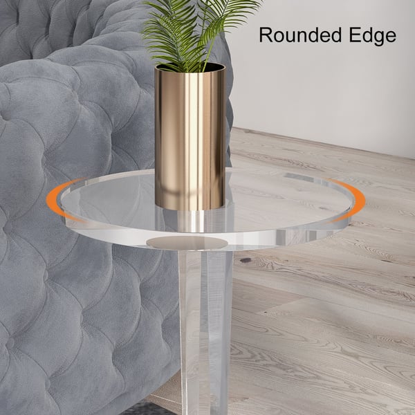 Round Acrylic End Table Modern Clear Side Table