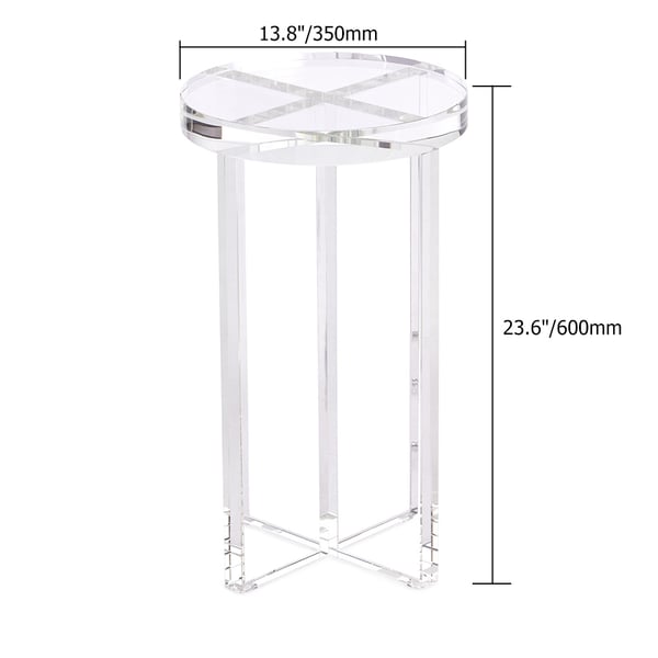 Table d'appoint ronde en acrylique transparent, table d'appoint moderne