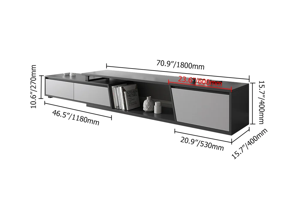 Set of 2 Gray Extendable 3 Drawers TV Stand & Lift-Top Coffee Table Set Up to 120"